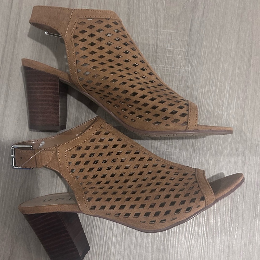 Unisa Brown open-toe booties